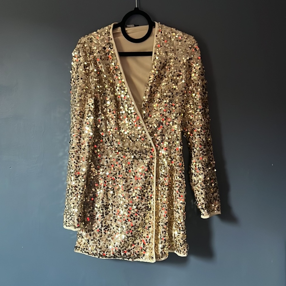 Pretty Little Thing Blazer Dress size 6 Gold